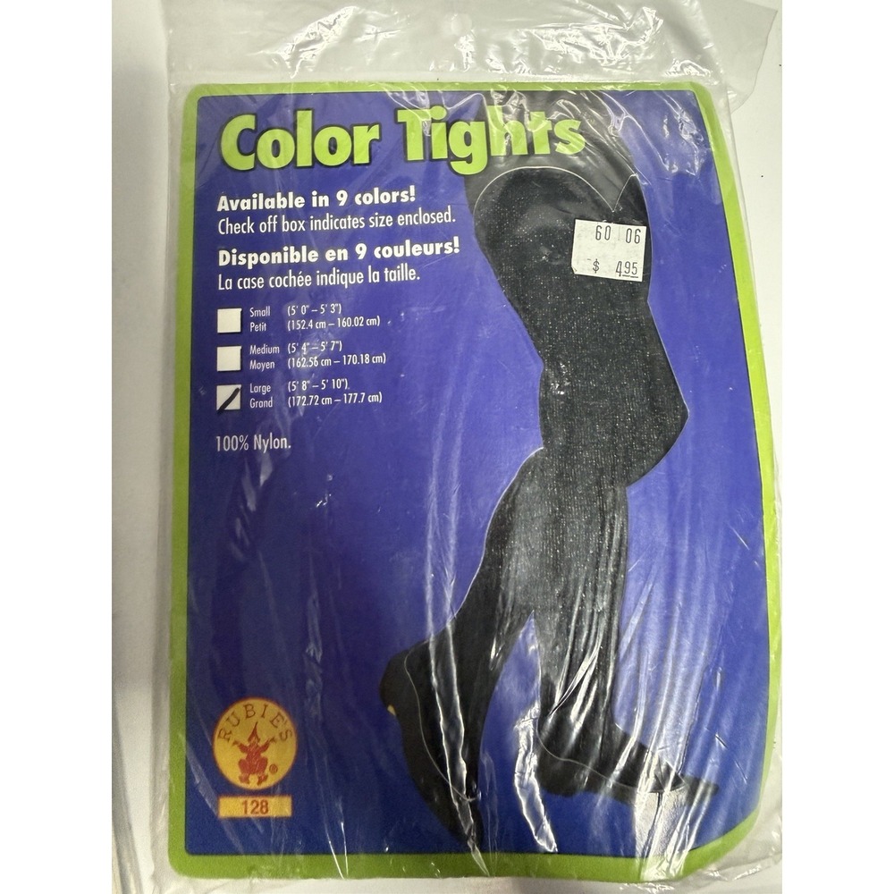 Black Opaque Tights Adult Size Large 5'8 -5.10' Rubies - Brand New H-3